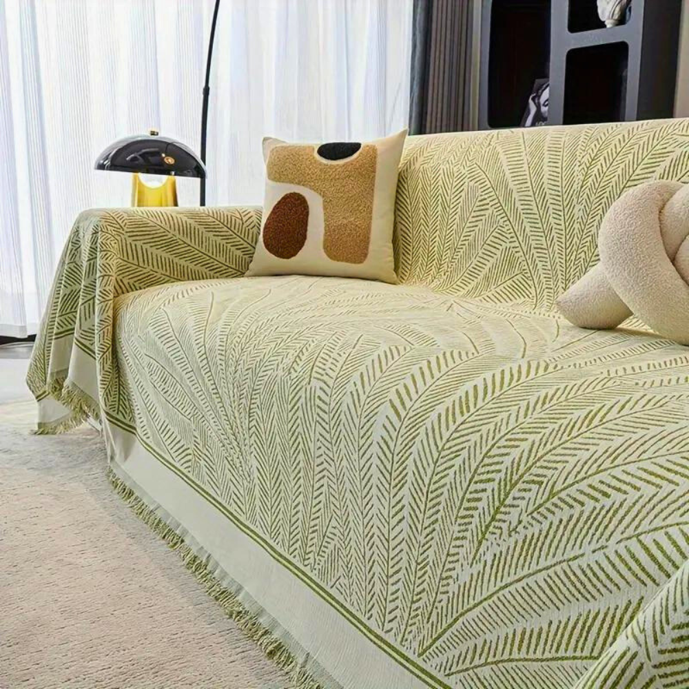 Leaf Pattern Chenille Sofa Cover