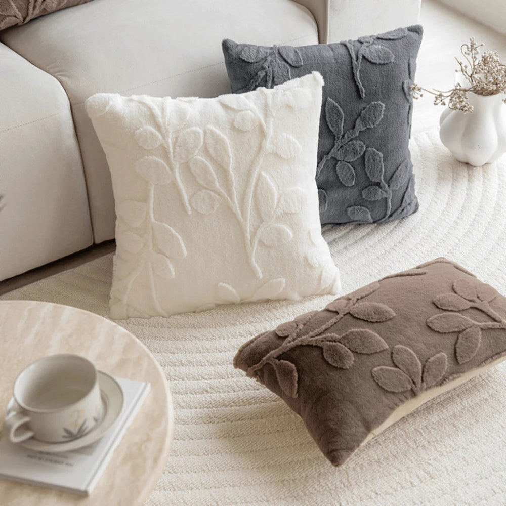 Branch Pattern Faux Fur Cushion Cover 18x18