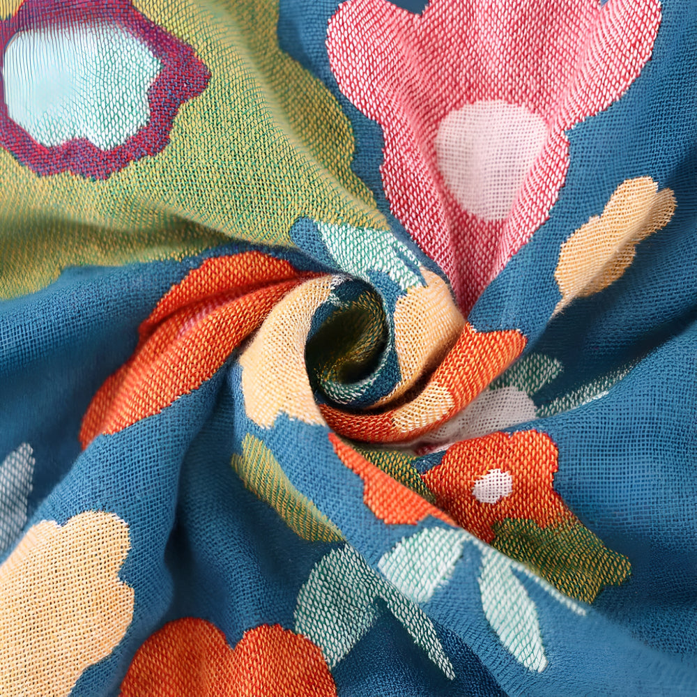 Wildflower Cotton Blanket with Floral Design