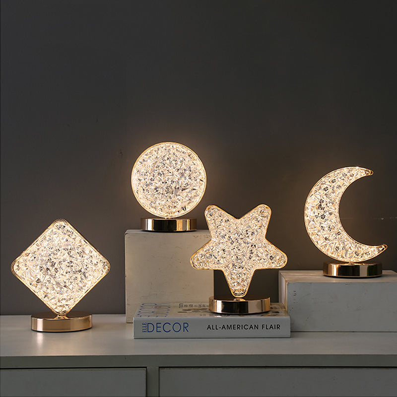 Star and Moon Metal Table Lamp with USB Charging