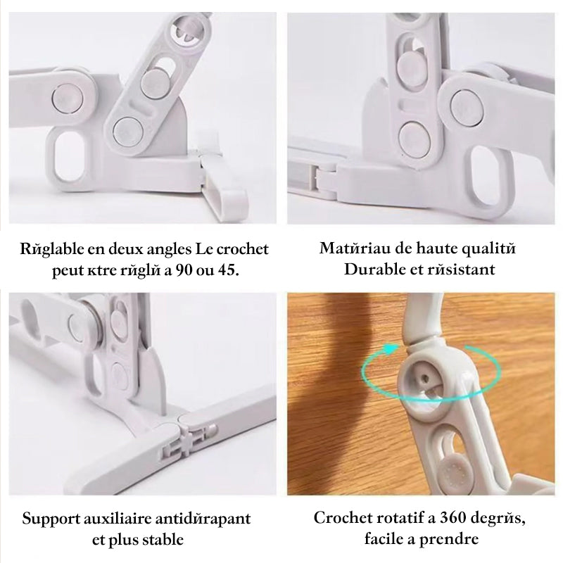 Portable Folding Clothes Hanger with Adjustable Hooks
