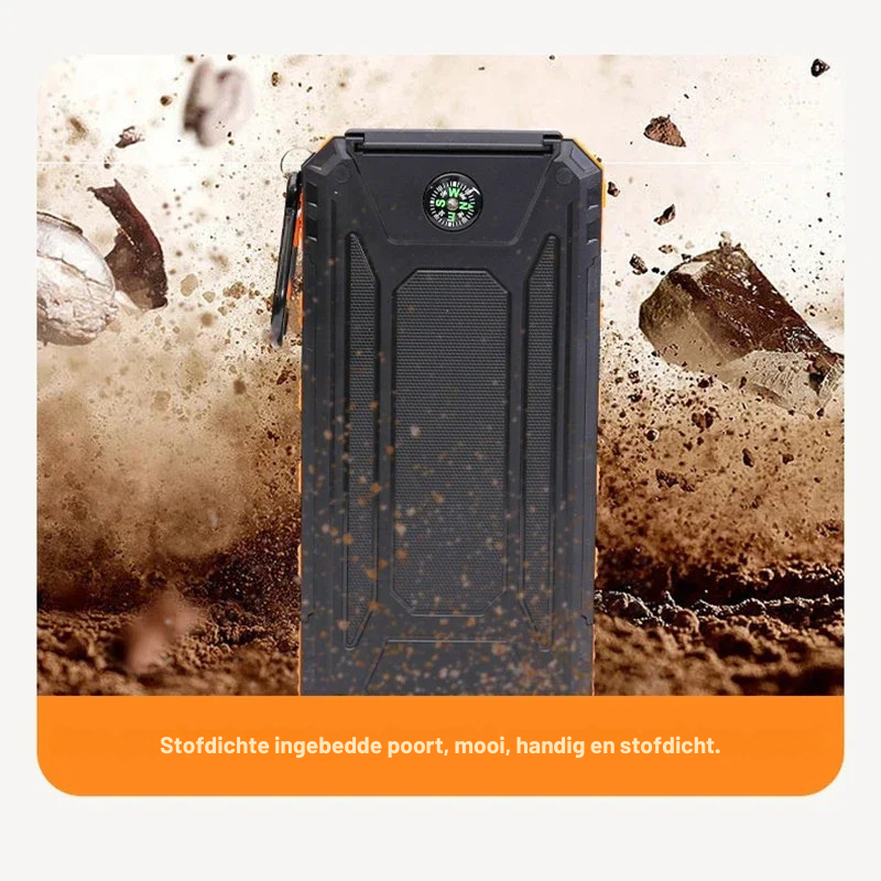 Portable Solar Power Bank with Fast Charging and Dual LED Flashlight