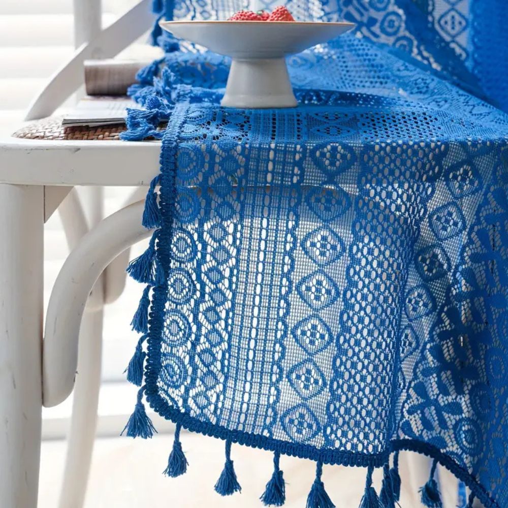 Crochet Lace Tassel Light Filtering Curtain