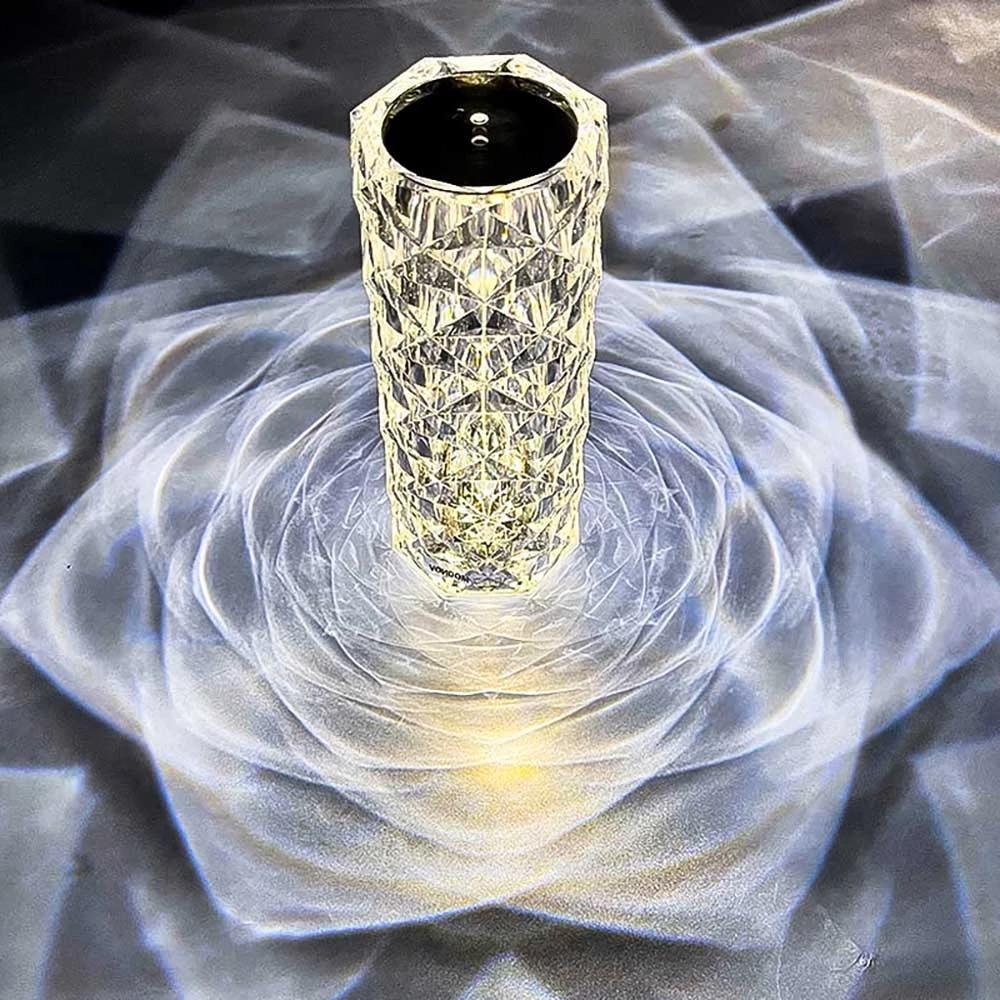 Crystal Touch Table Lamp with Rose-Shaped Silhouette