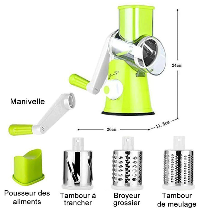 3-in-1 Rotary Cheese Grater and Vegetable Cutter