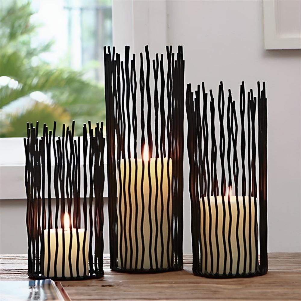 Black Iron Geometric Candle Holder