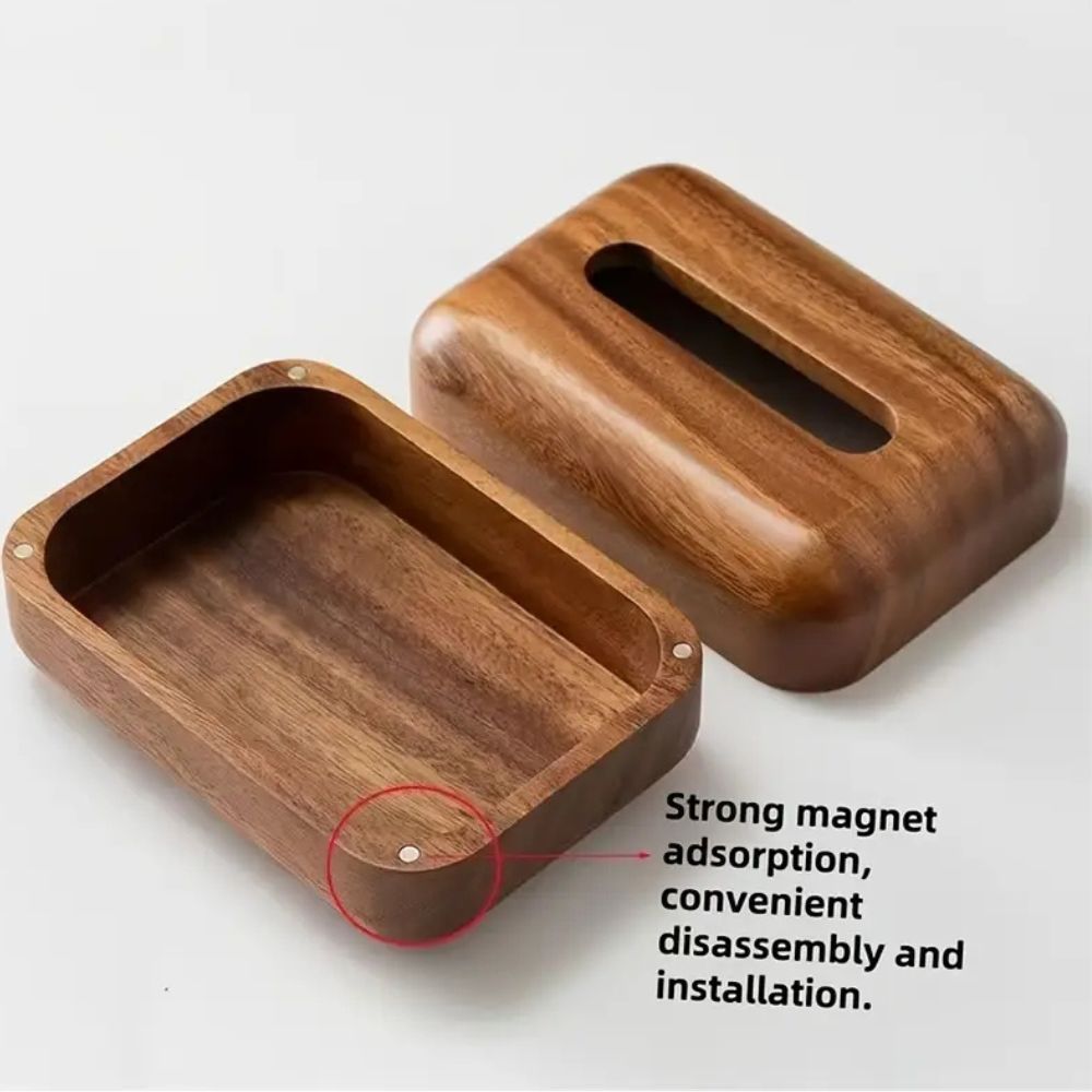 Walnut Wooden Tissue Holder with Magnetic Closure