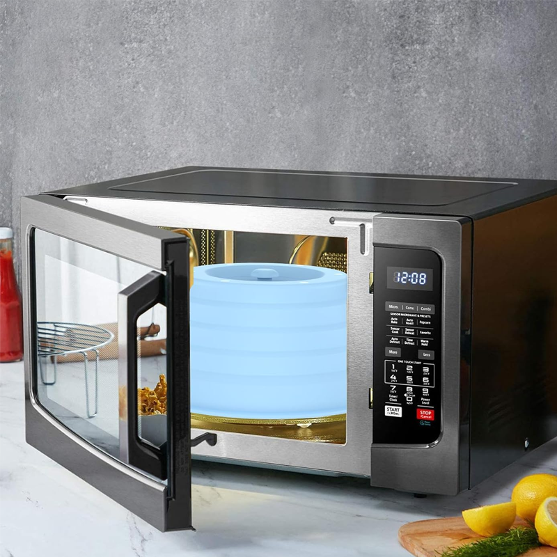 Collapsible Magnetic Silicone Microwave Cover with Steam Vents