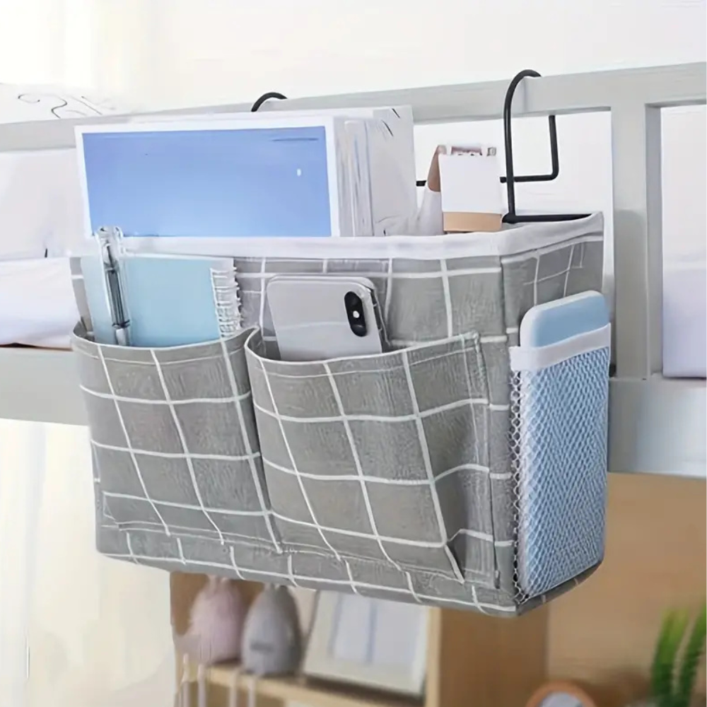 Multi-Pocket Hanging Organizer Bag with Side Hooks