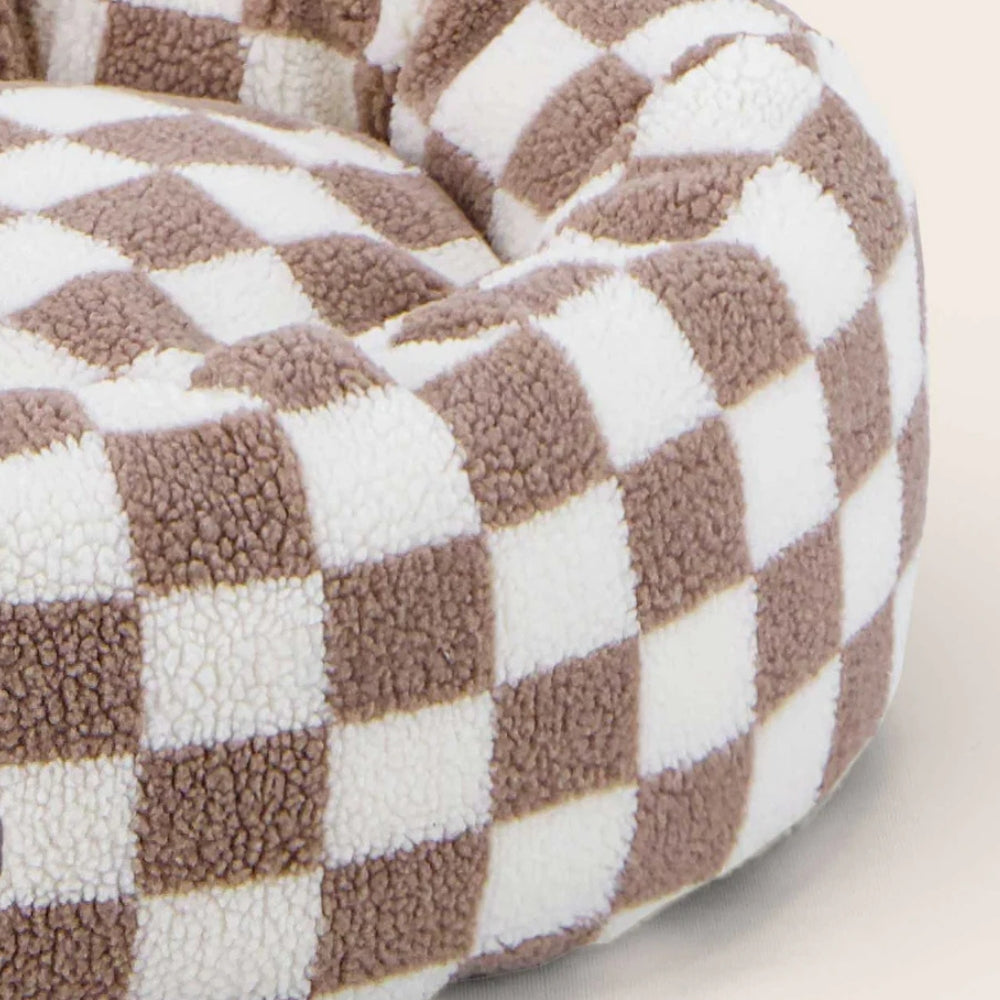 Orthopedic Floral Checkerboard Pet Bed