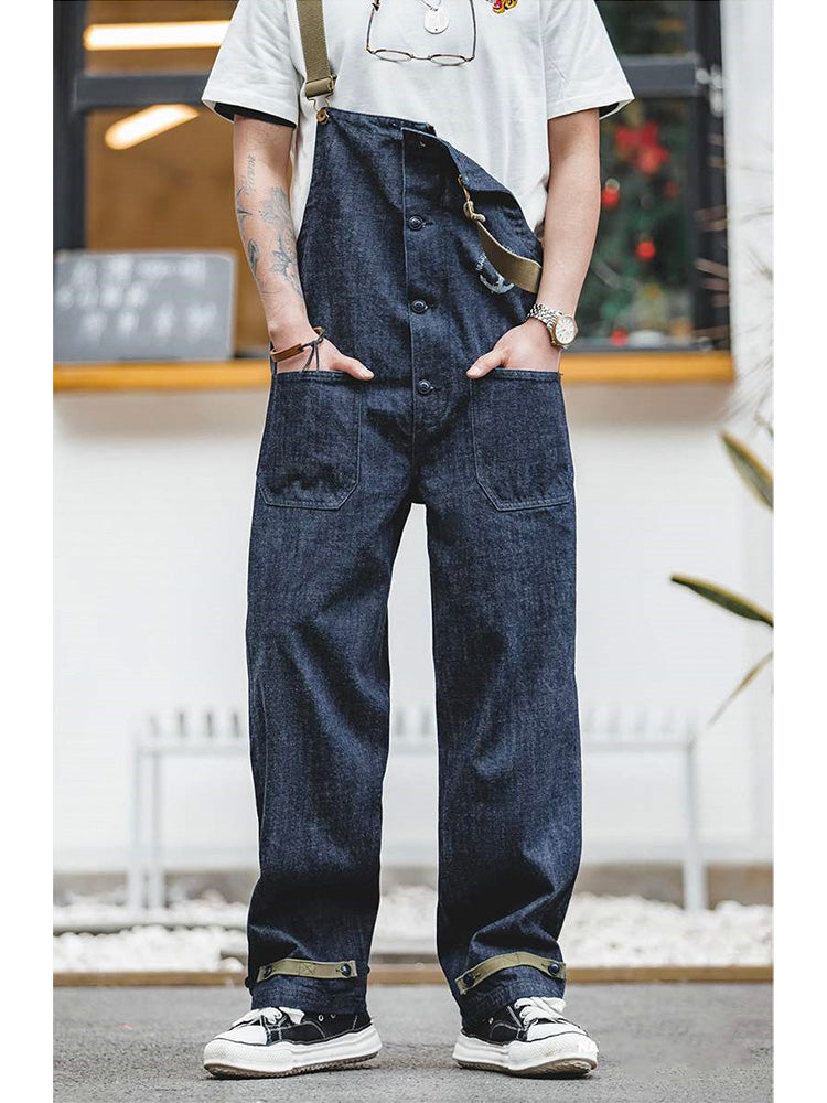 Navy Cotton Denim Deck Overalls for Men