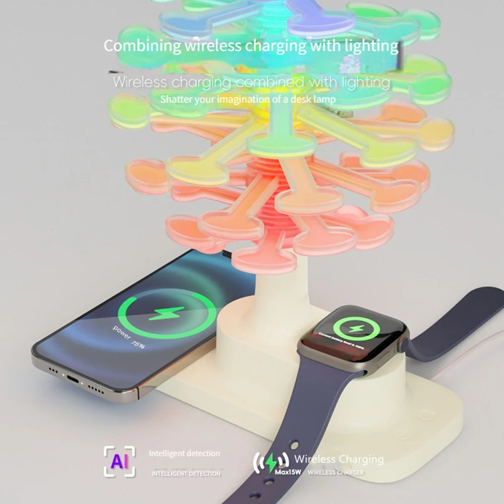 Spiral Tree Table Lamp with Wireless Charger and Adjustable Lighting