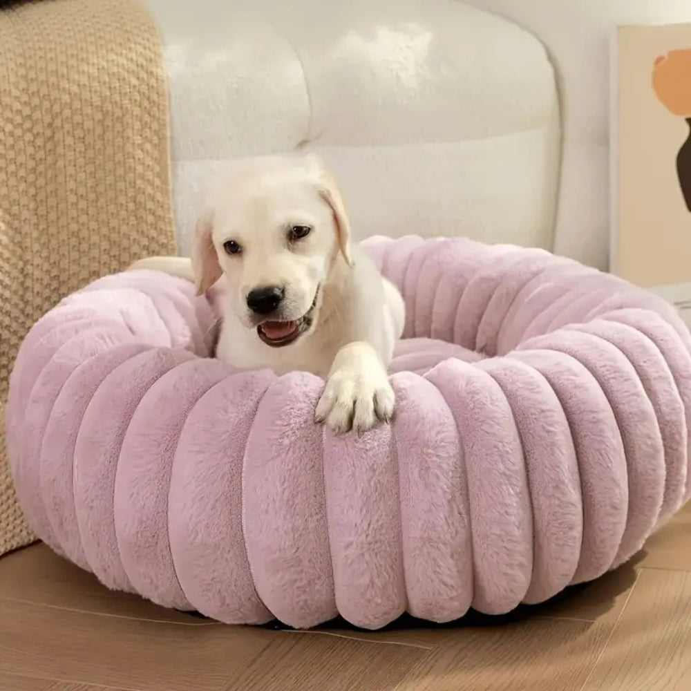 Plush Round Pet Bed for Cats and Small Dogs
