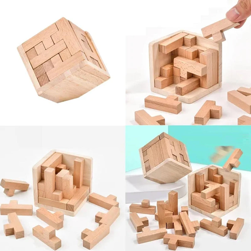 Wooden T-Shaped Puzzle Brain Teaser Toy