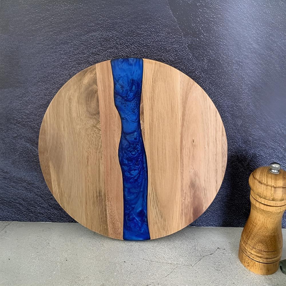 Round Acacia Wood Chopping Board with Epoxy Resin Design