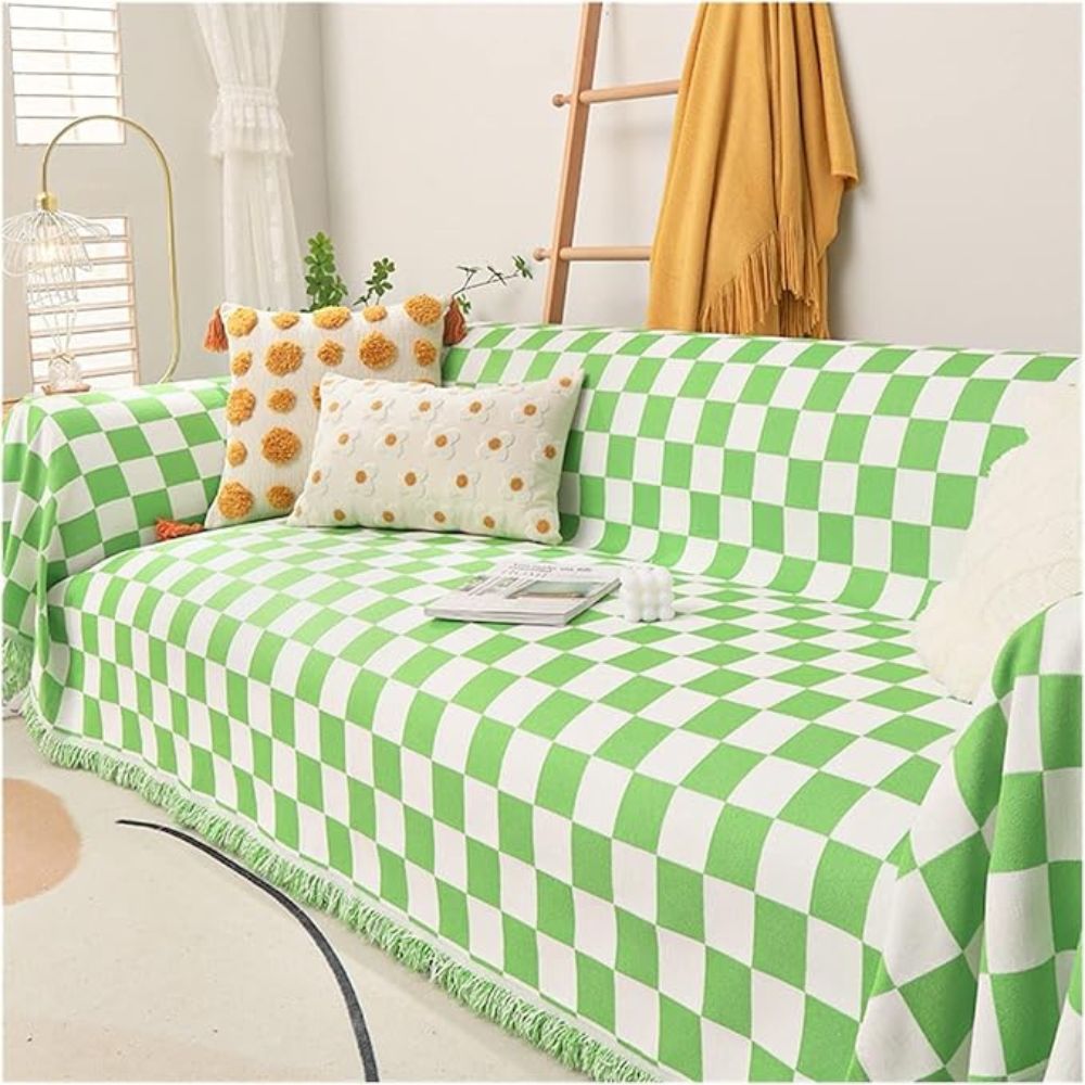 Checkerboard Chenille Anti-Scratch Sofa Cover