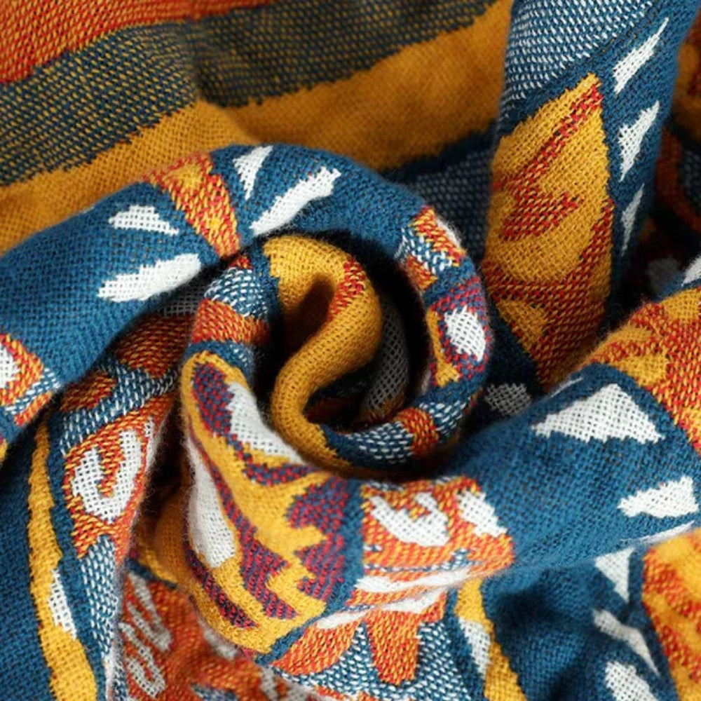 Reversible Bohemian Lotus Cotton Blanket