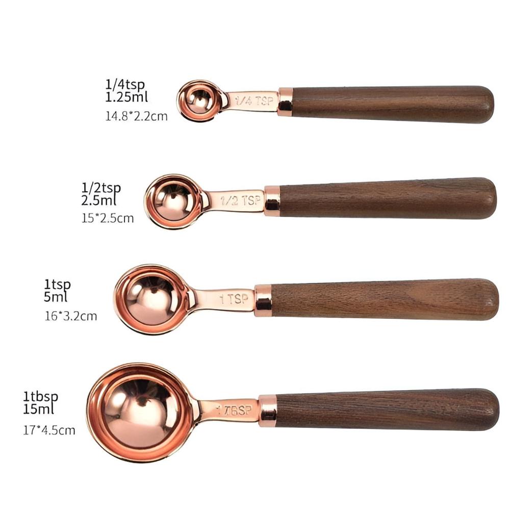 Copper-Plated Stainless Steel Measuring Cups and Spoons Set