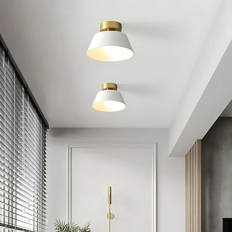 Modern LED Ceiling Lamp with Vintage Black and White Shade
