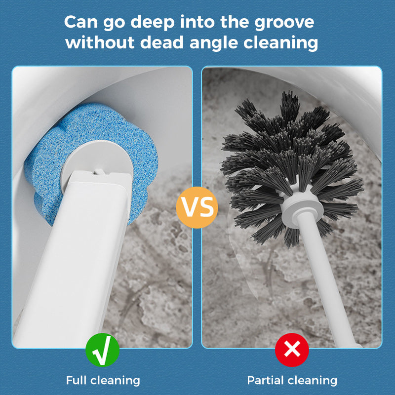 Disposable Toilet Cleaning Brush Set with Sponge Heads and Holder