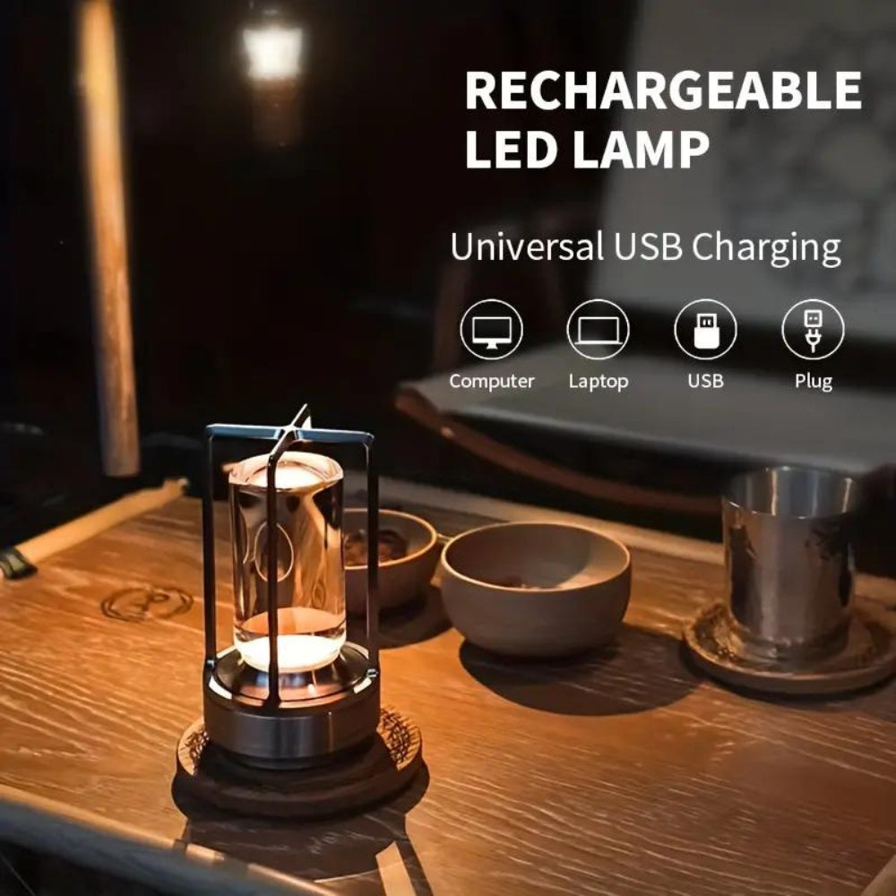 Cordless Rechargeable Crystal Table Lantern with Touch Dimming