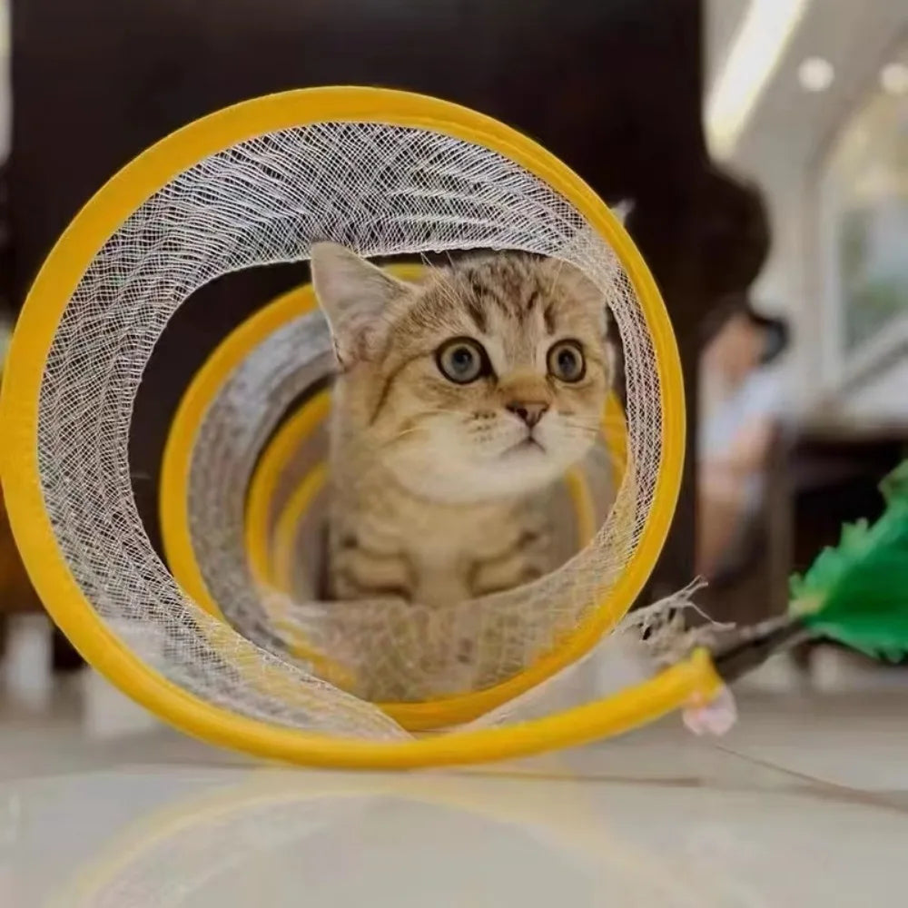 Collapsible S-Type Cat Tunnel with Crinkle Paper and Built-In Balls