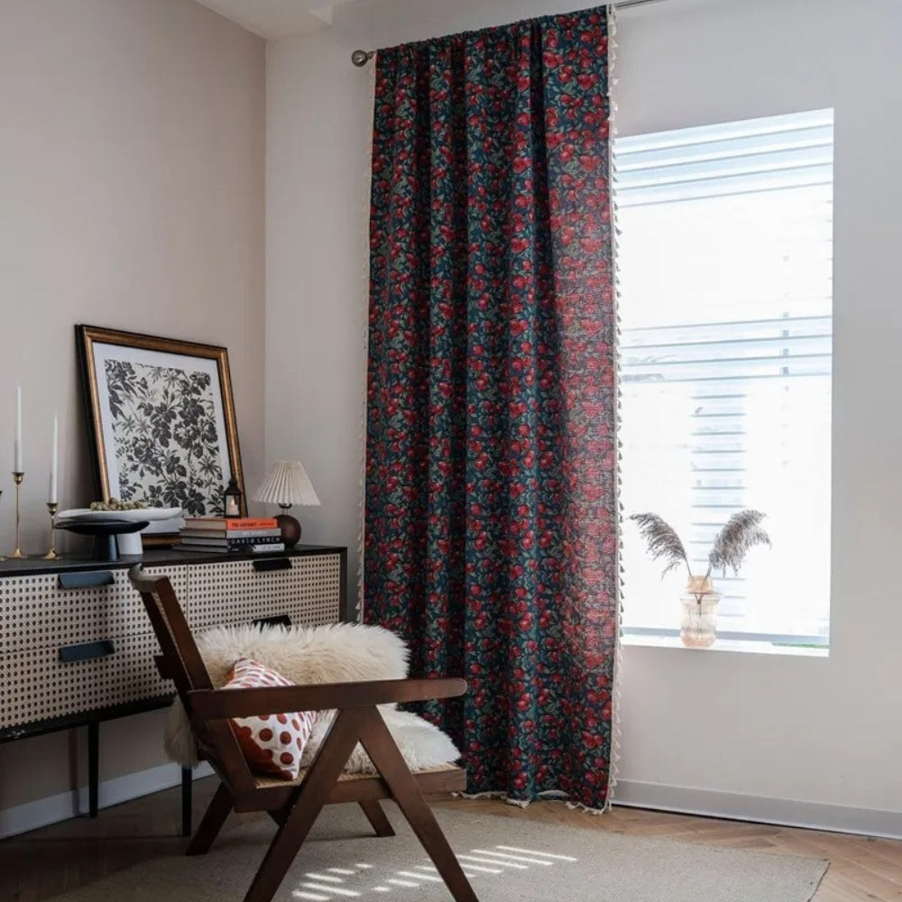 Cherry Blossom Tassel Curtain Panel