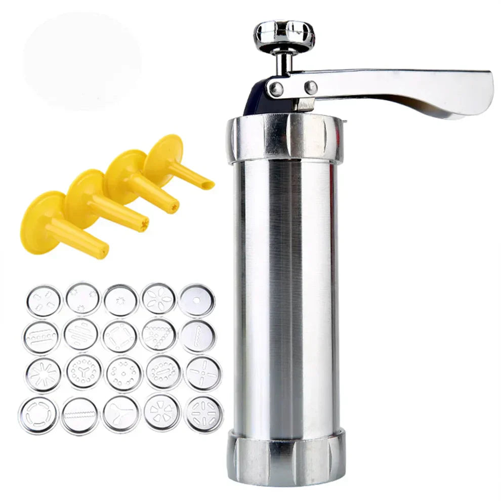 Aluminum Cookie Press with 20 Shape Discs and Decorating Tips