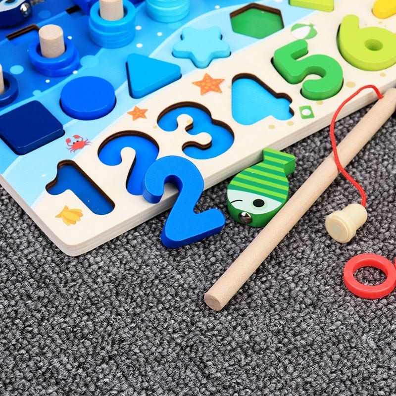 Wooden Montessori Learning Board – Educational Game for Discovering Numbers, Shapes, and Colors