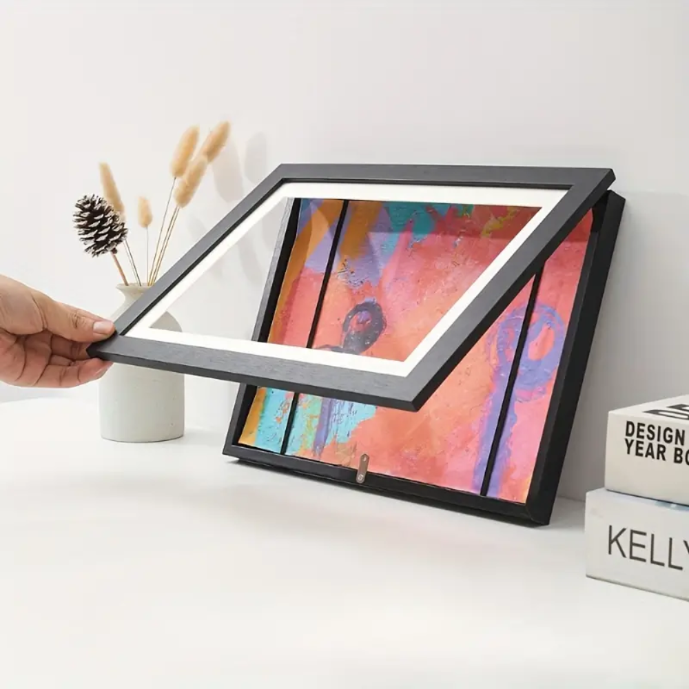 Children's Artwork Display Frame in Black Wood