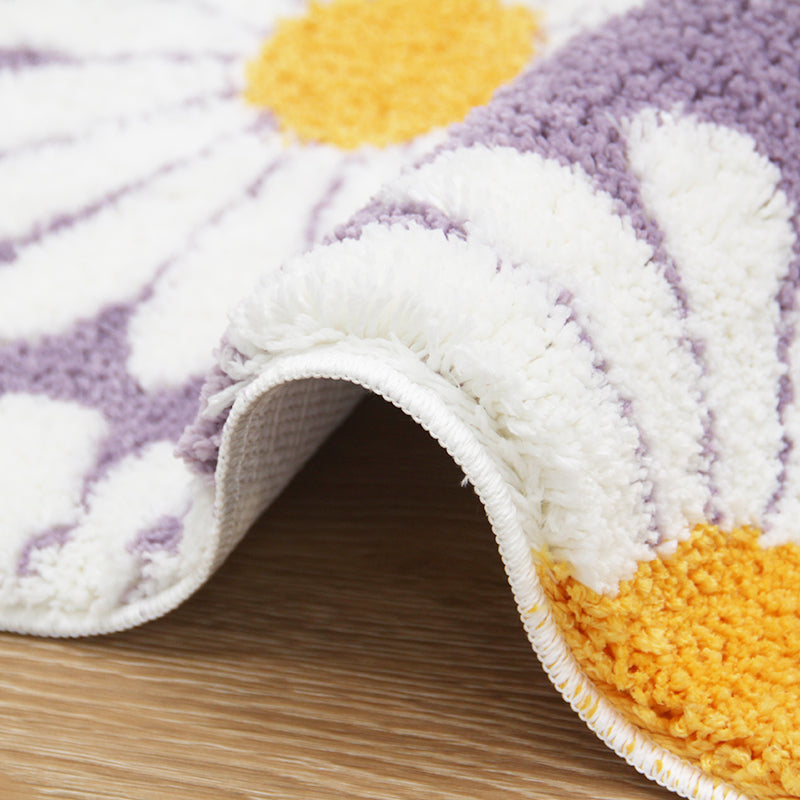 Purple Flower Bath Mat with Non-Slip Backing