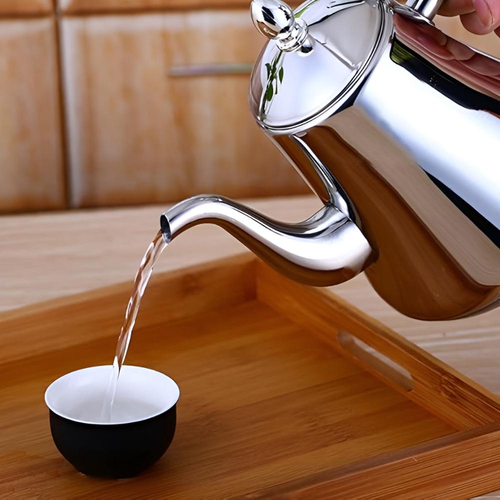 Stainless Steel Kettle with Built-in Filter for Tea and Coffee