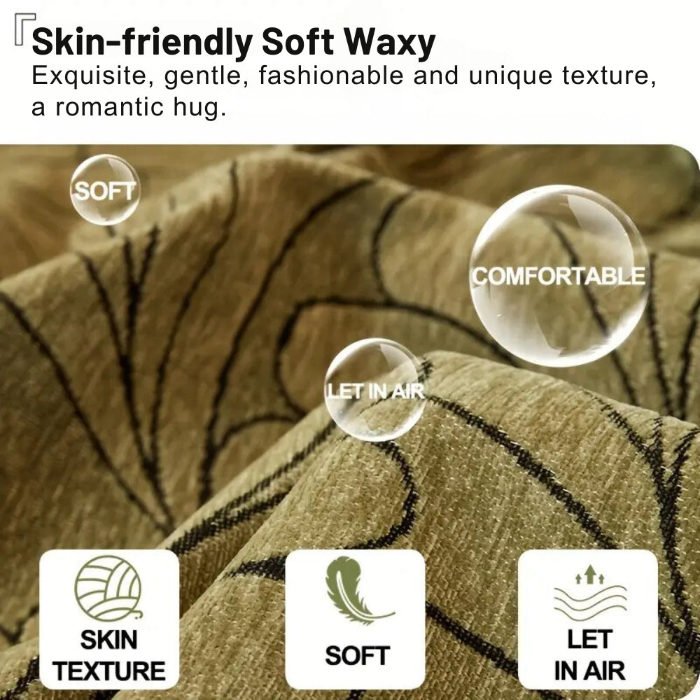 Reversible Jacquard Leaf Sofa Cover in Olive Green or Charcoal Gray
