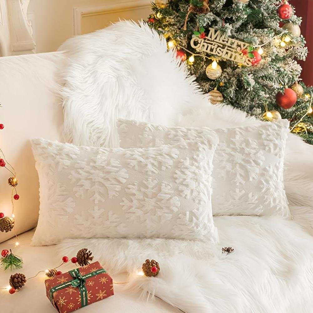 3D Snowflake Textured Cushion Covers