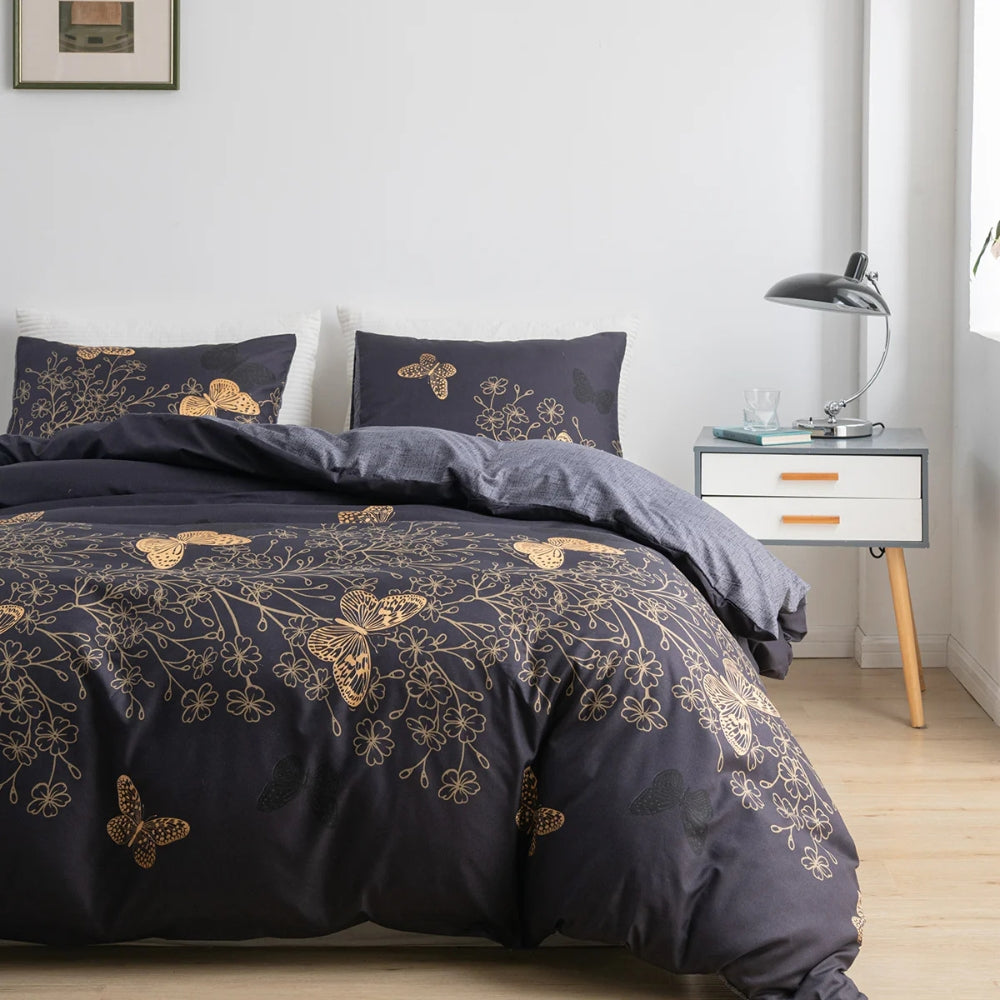 Midnight Butterfly Duvet Cover Set with Pillowcases