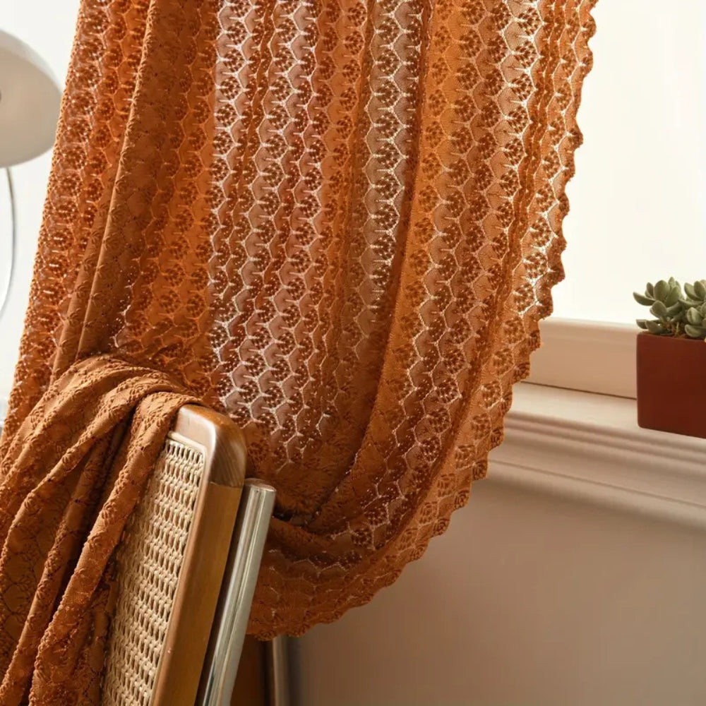 Amber Glow Bohemian Crochet Curtain