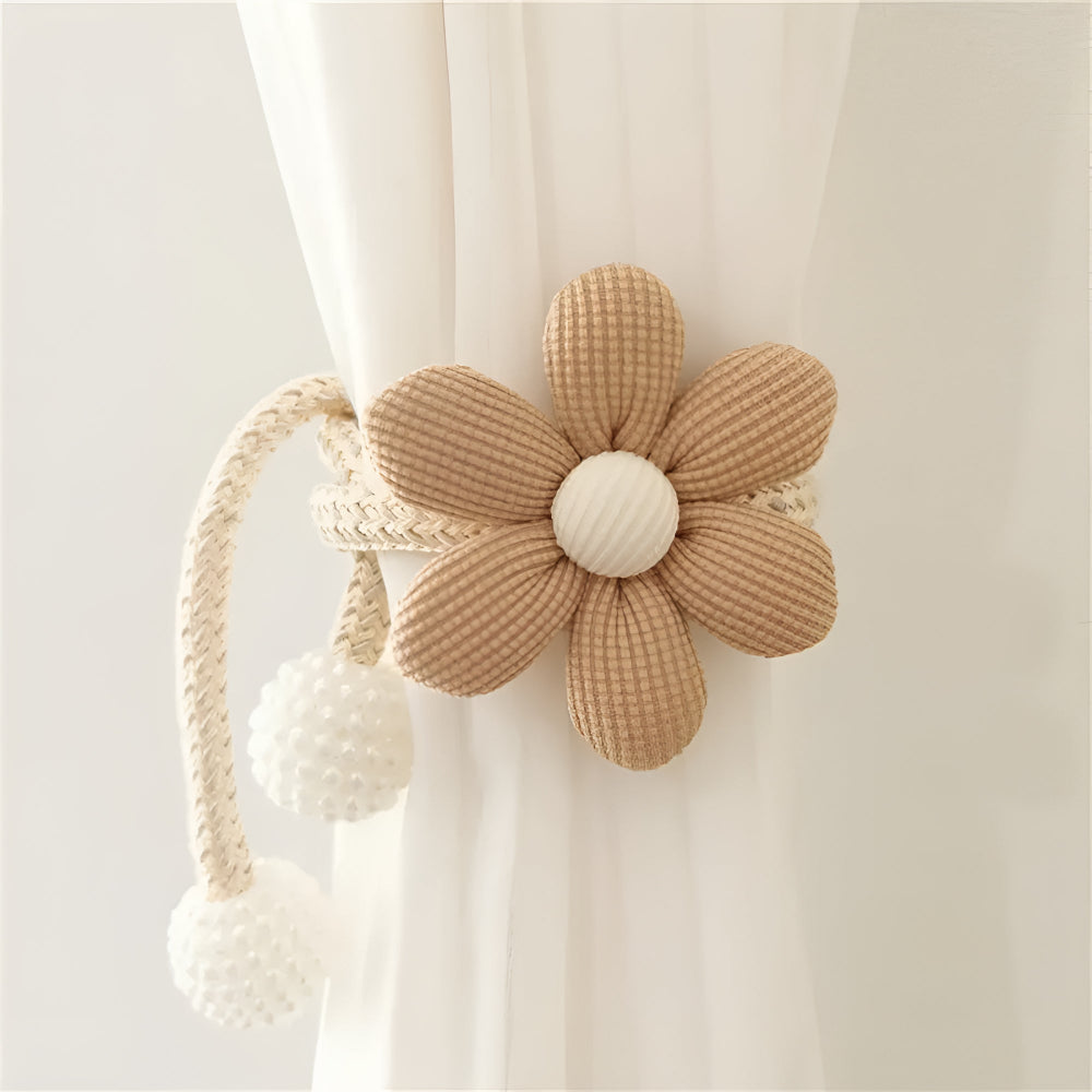 Embroidered Flower Curtain Tiebacks with Pearl Buckle