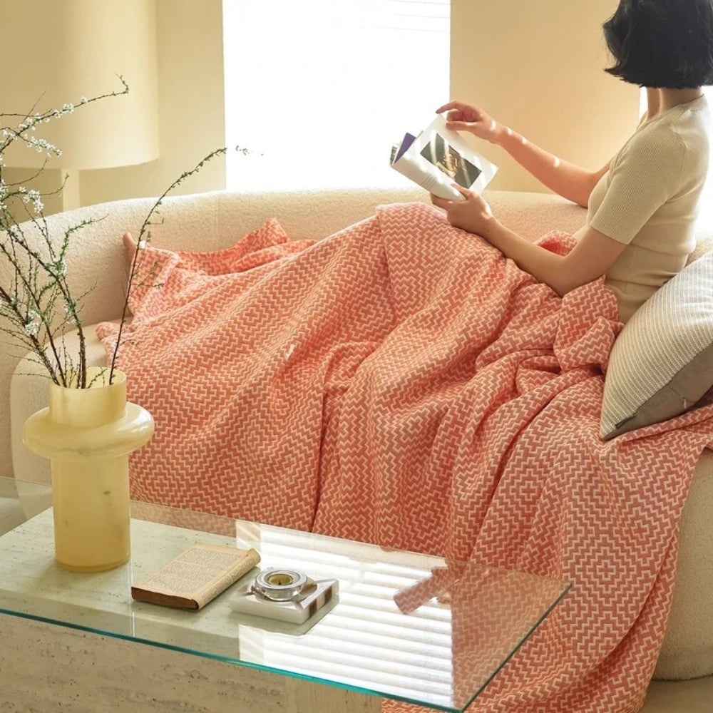 Cozy Maze Pure Cotton Throw Blanket