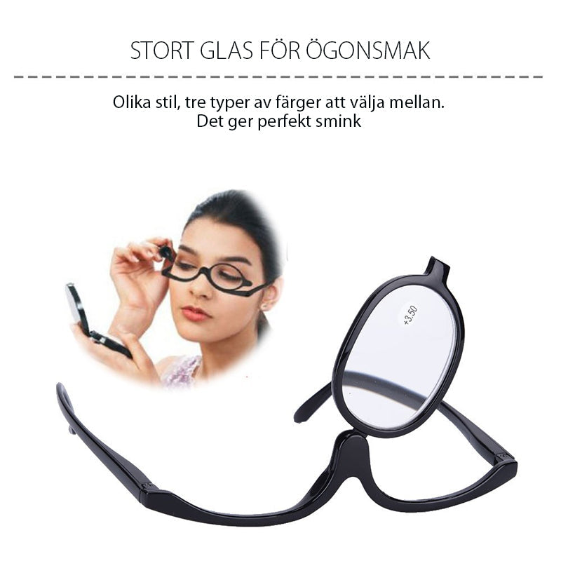 Makeup Glasses with Rotating Lenses for Easy Application
