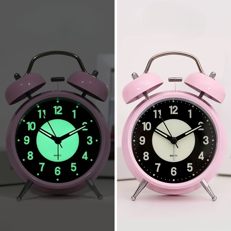 Sleek Metallic Alarm Clock with Soft Illumination