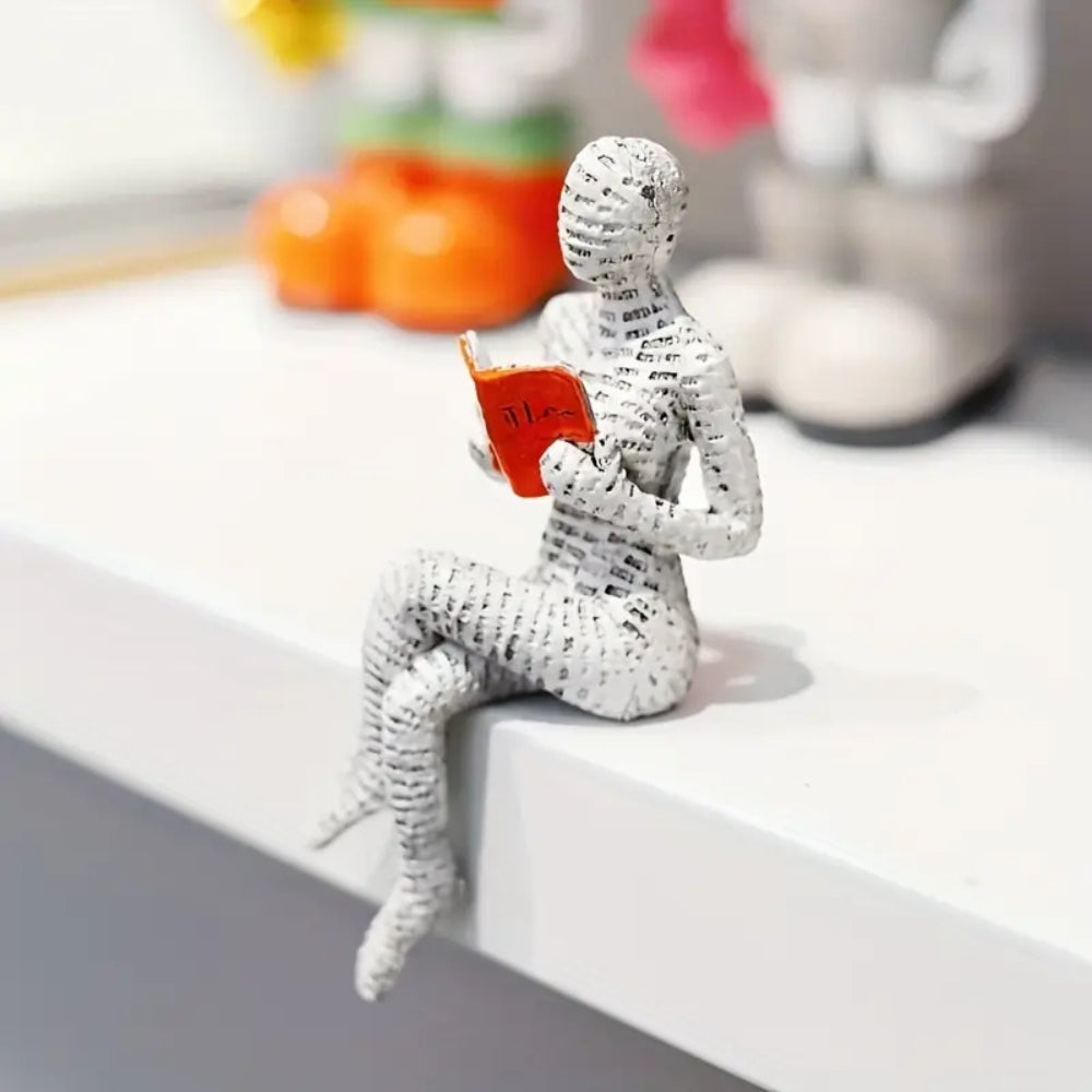 Woman Reading Resin Shelf Decoration