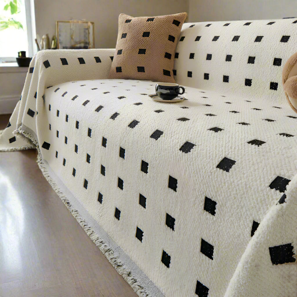 Square Matrix Microfiber Sofa Cover