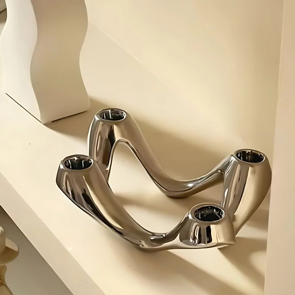Ripple-Inspired Ceramic Candle Holder