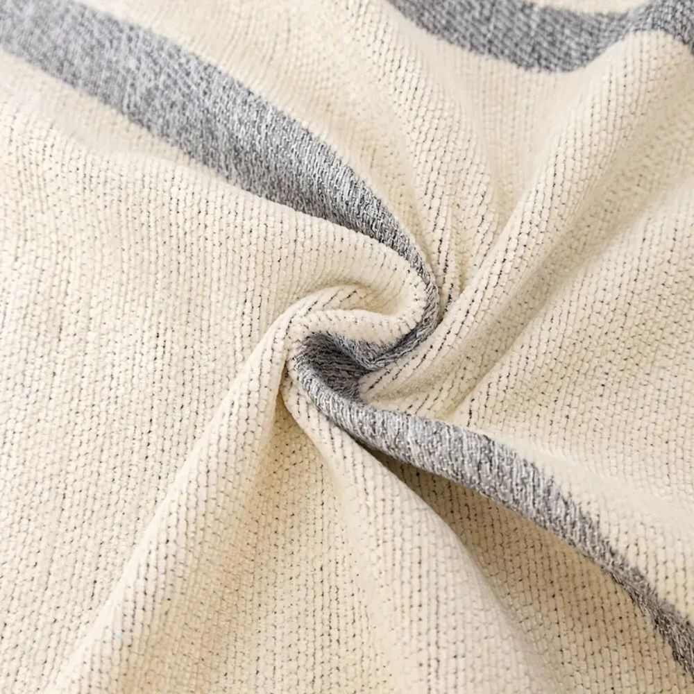Chenille Sofa Cover with Wave Lines and Tassels