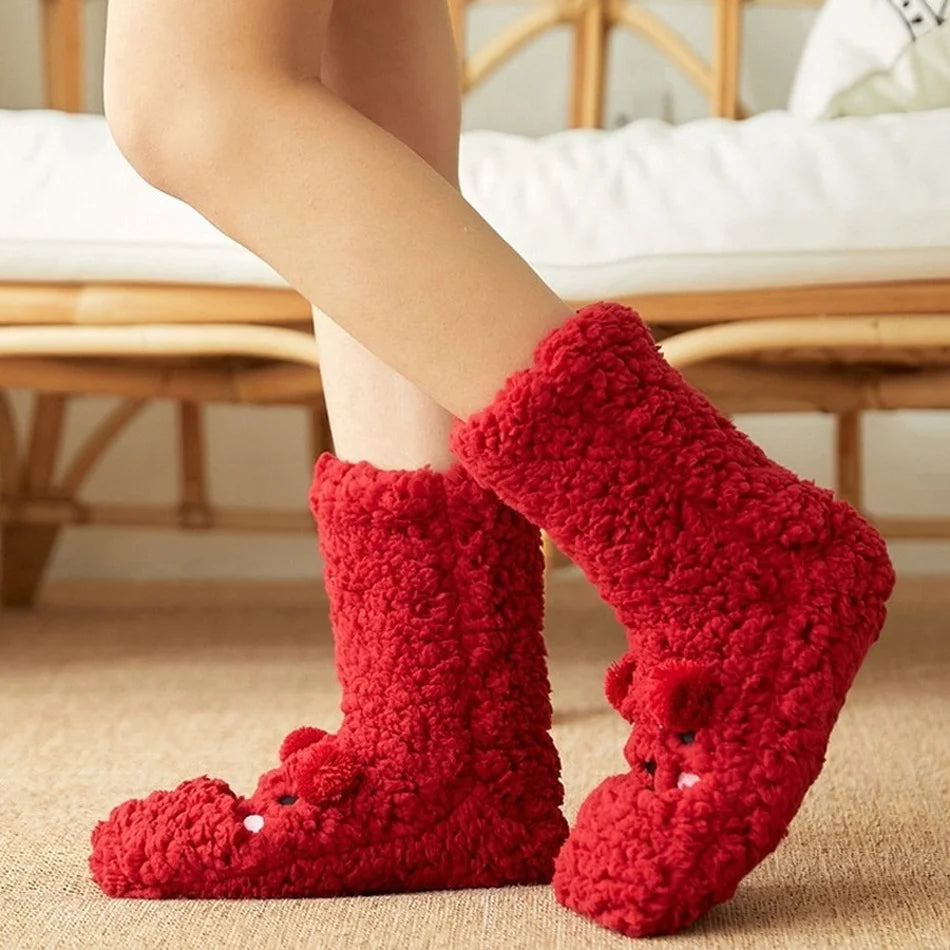 Kawaii Bear Fleece Non-Slip Warm Socks