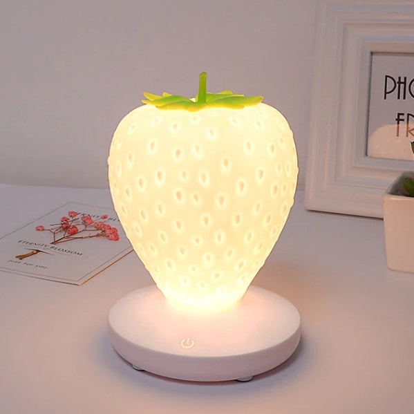 Strawberry Nightstand Lamp with Touch Control and LED Illumination