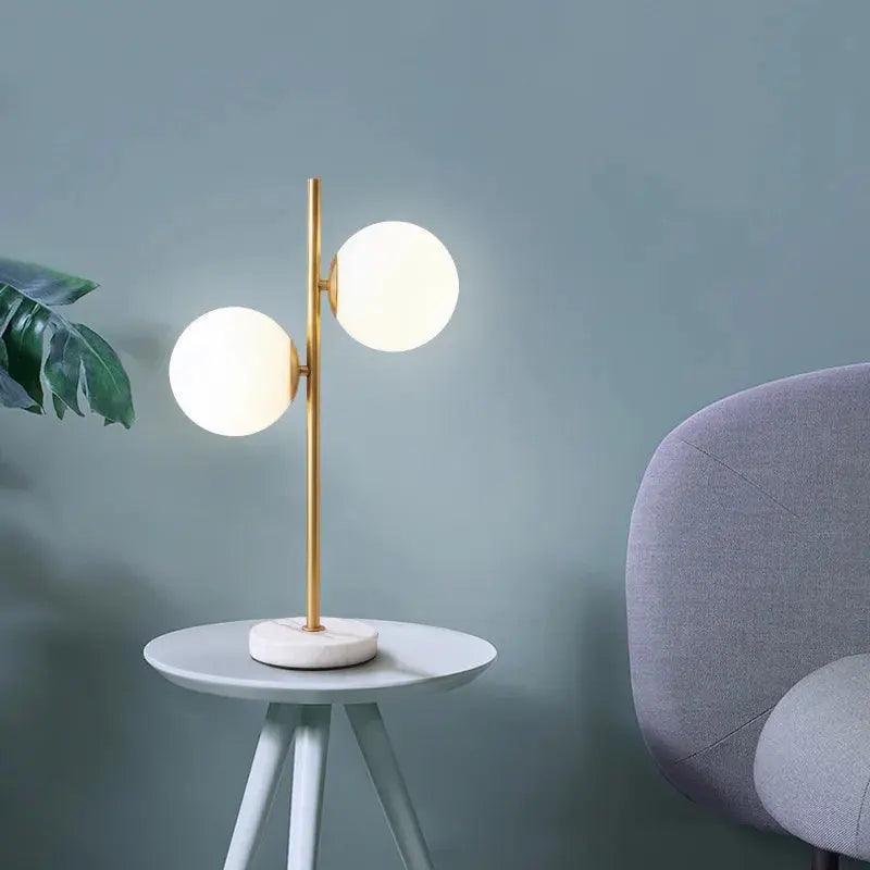 Scandinavian Glass and Metal Table Lamp