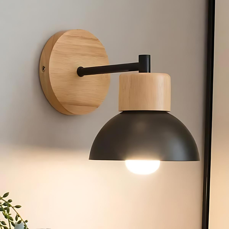 Wooden Wall Lamp with Energy-Saving LED Light