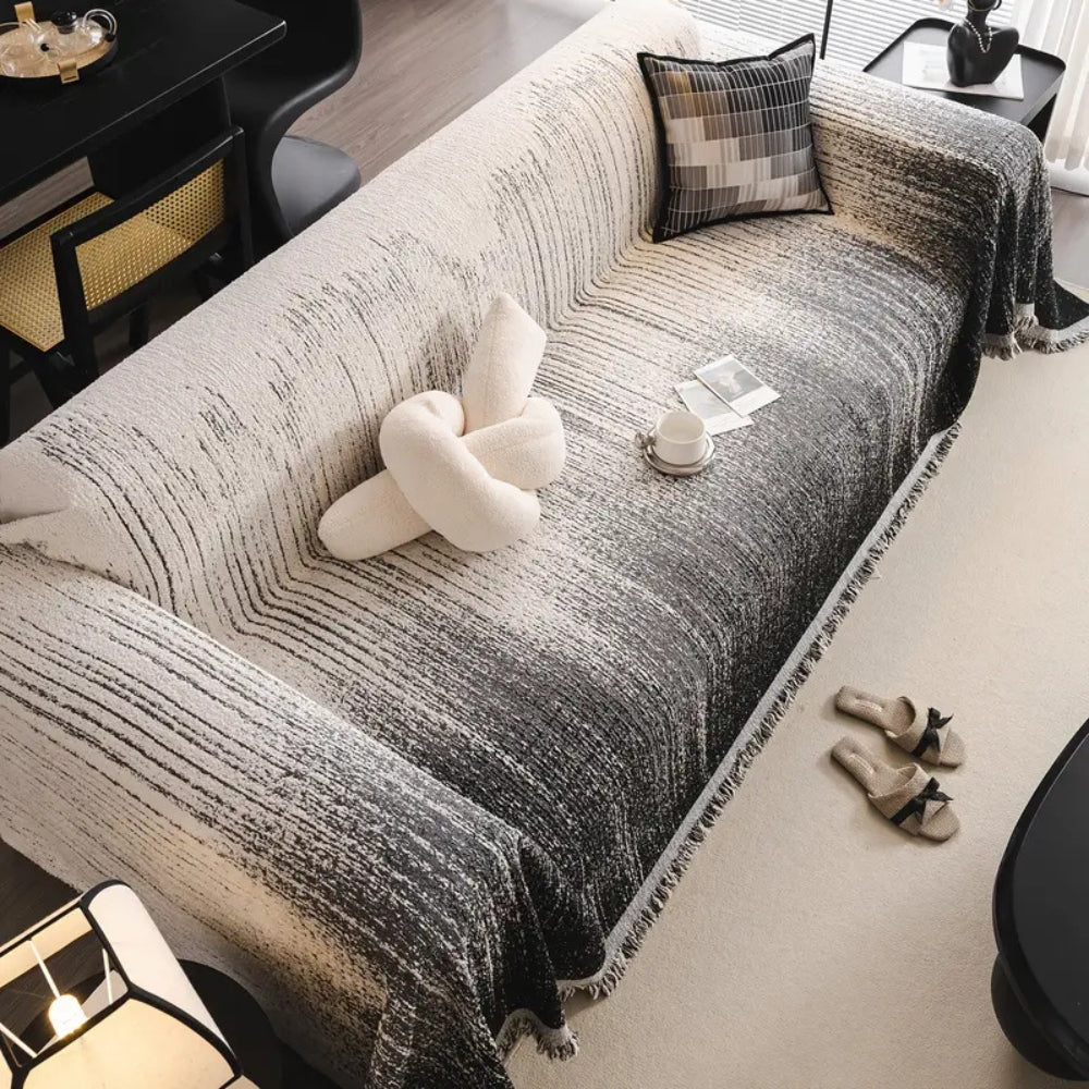 Neutral Chenille Sofa Cover - Pet-Friendly, Machine Washable