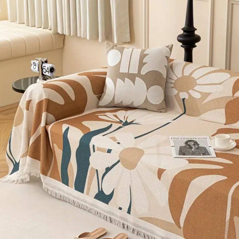 Microfiber Daisy Dream Sofa Cover for Comfort and Protection